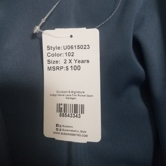 Suzanne Betro Cobalt Blue Velvet Duster Size 2X (NWT) 5 star favorite! - Picture 4 of 5